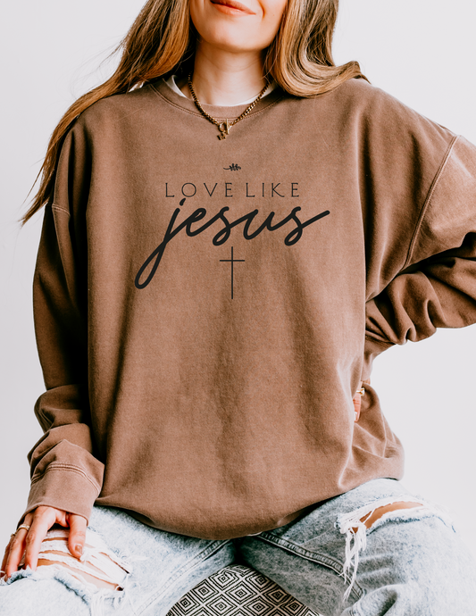 Love Like Jesus Unisex Espresso Crewneck Sweatshirt