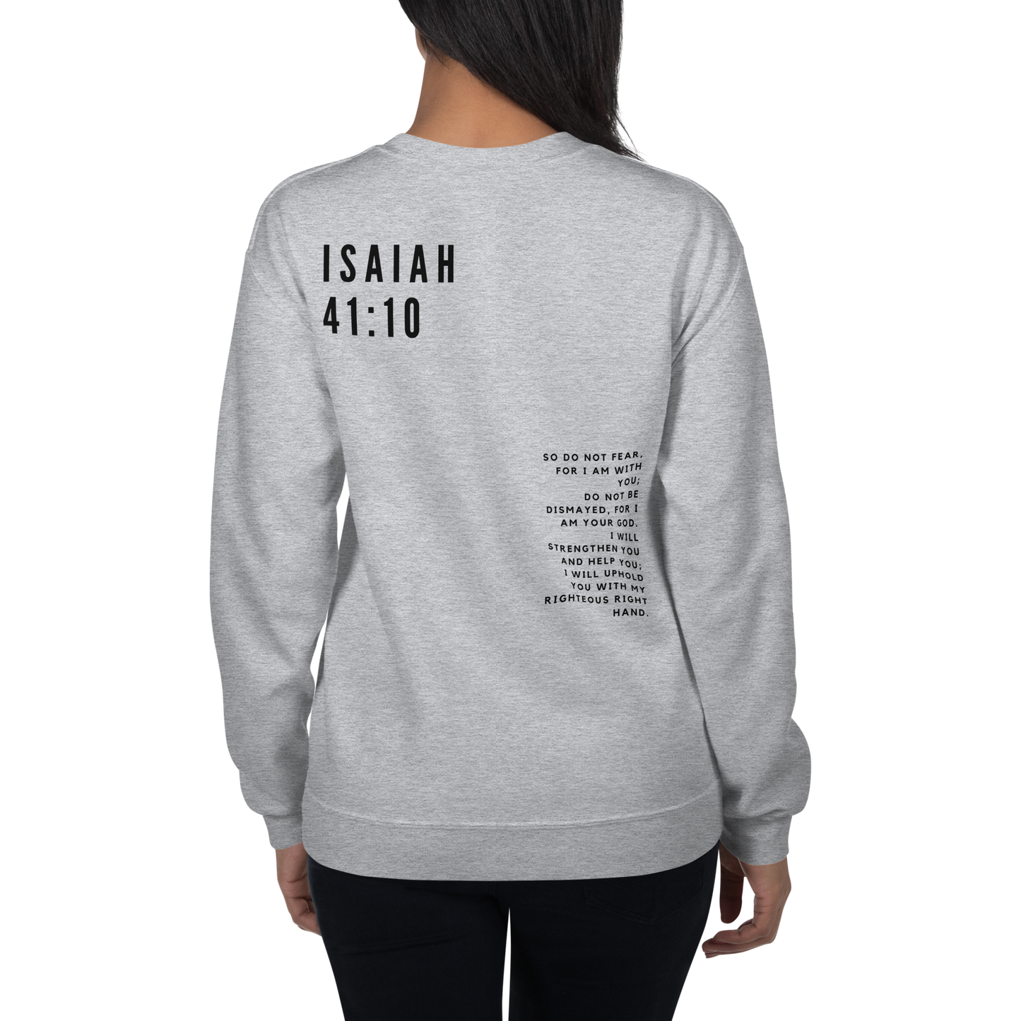 Isaiah 41:10 Prayer Crewneck | Unisex Faith Sweatshirt | Green | Grey